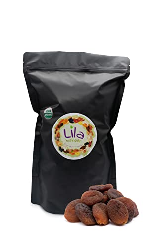 LILA BAZAAR - ORGANIC Sun-Dried Turkish Apricots 2LB, Natural Taste and Fresh, Nutritious and Healthy Snack, In Resealable Bag, No Sulfur Added, No Sugar Added and No Artificial Flavors!!!
