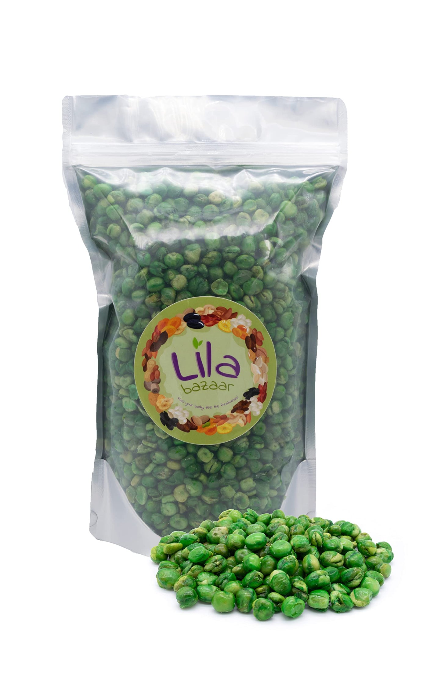 LILA BAZAAR - Green Peas 24 oz, Fried and Sea Salted, Packed in Resealable Bag, Kosher Certified